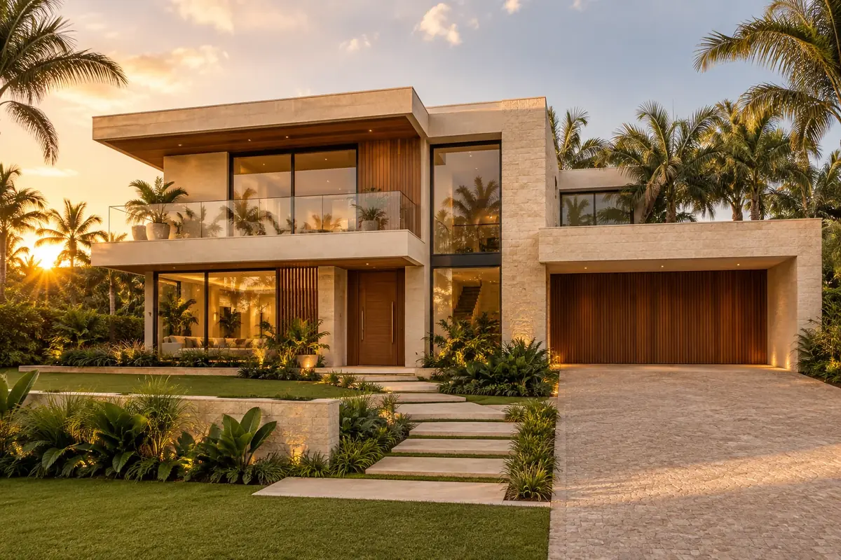 Casa contemporânea com jardim, representando o sonho do imóvel próprio